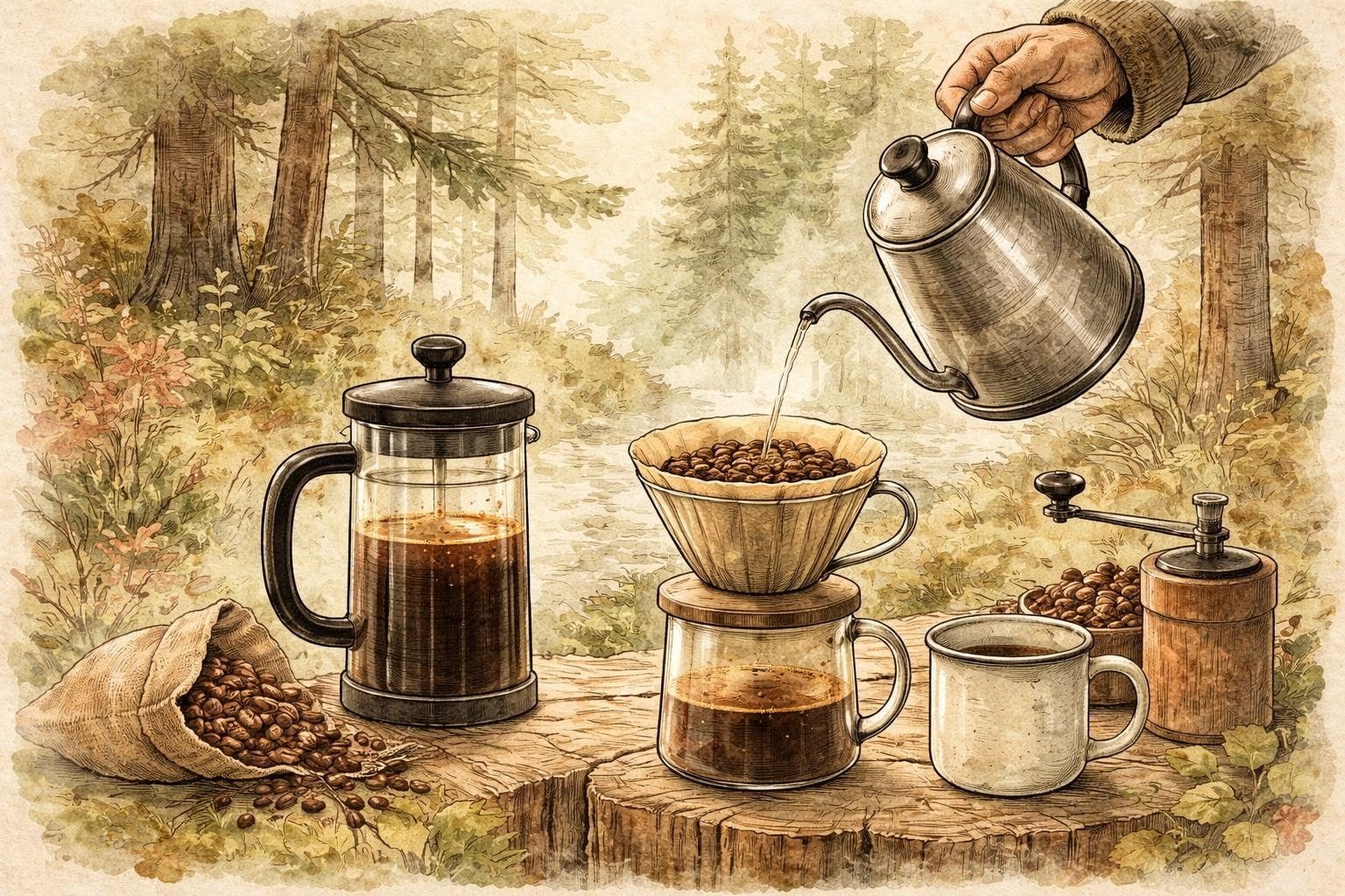 Camping French Press: Your Ritual Under Open Skies - Pixies Brew